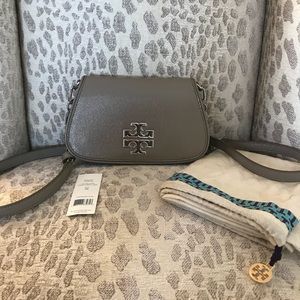 NWT Tory Burch Britten Patent Mini grey crossbody